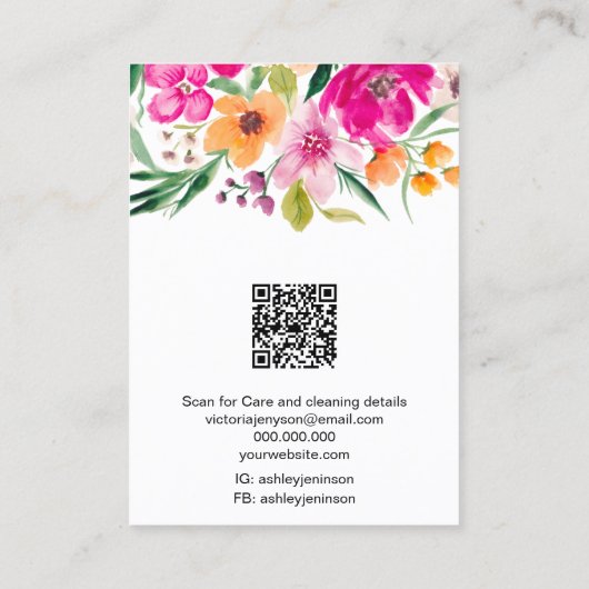 Wilde bloemen logo sieraden oorbel ketting visitekaartje (Achterkant)