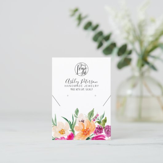 Wilde bloemen logo sieraden oorbel ketting visitekaartje (Staand voorkant)