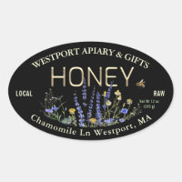 Wilde bloemen Lokaal Raw Honey Label Bee Black Gol