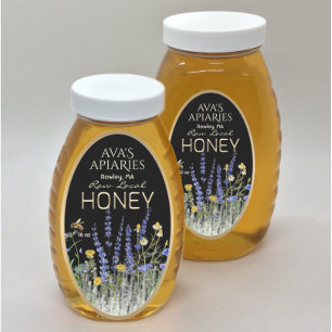 Wilde bloemen Lokaal Raw Honey Label Bee Black Gol