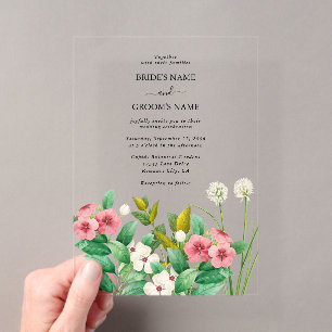 Wilde Bloemen Maagdenpalm Waterverf Trouwfeest Acryl Uitnodigingen