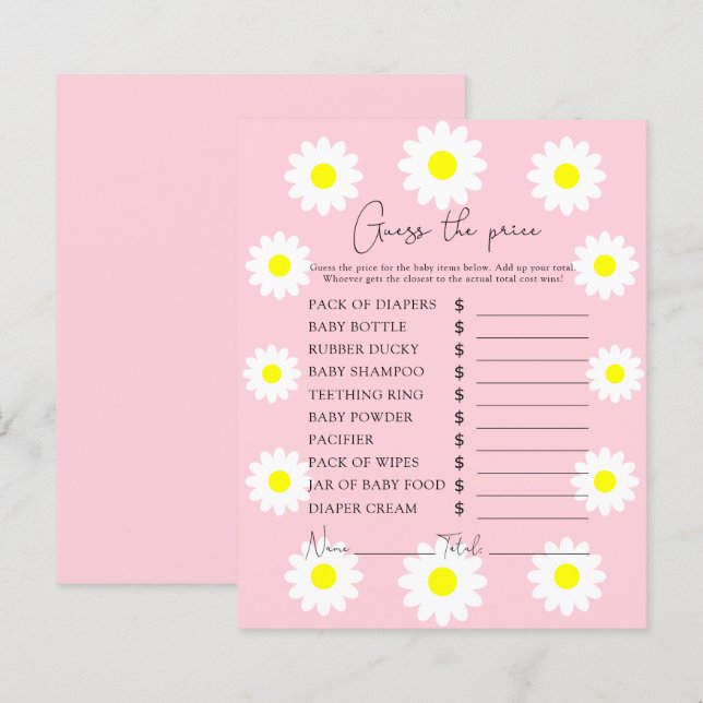 Wilde Bloemen Madeliefje - Prijs Raden spel (Voorkant / Achterkant)
