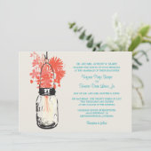 Wilde bloemen & Mason Jar bruiloft uitnodigingen (Staand voorkant)