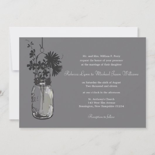 Wilde bloemen & Mason Jar bruiloft uitnodigingen (Voorkant)