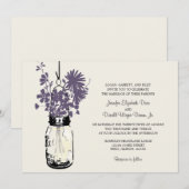 Wilde bloemen & Mason Jar bruiloft uitnodigingen (Voorkant / Achterkant)