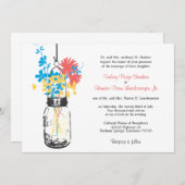 Wilde bloemen & Mason Jar bruiloft uitnodigingen (Voorkant / Achterkant)