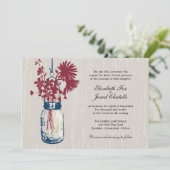 Wilde bloemen & Mason Jar bruiloft uitnodigingen (Staand voorkant)