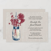 Wilde bloemen & Mason Jar bruiloft uitnodigingen (Voorkant / Achterkant)