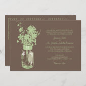 Wilde bloemen & Mason Jar bruiloft uitnodigingen (Voorkant / Achterkant)
