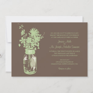 Wilde bloemen & Mason Jar bruiloft uitnodigingen