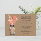 Wilde bloemen & Mason Jar bruiloft uitnodigingen (Staand voorkant)