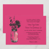 Wilde bloemen & Mason Jar bruiloft uitnodigingen (Voorkant / Achterkant)