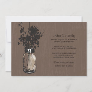 Wilde bloemen & Mason Jar bruiloft uitnodigingen
