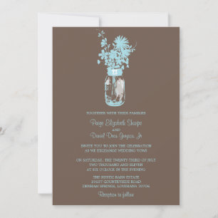 Wilde bloemen & Mason Jar bruiloft uitnodigingen