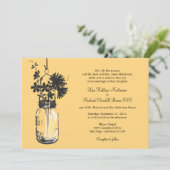 Wilde bloemen & Mason Jar bruiloft uitnodigingen (Staand voorkant)