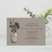 Wilde bloemen & Mason Jar bruiloft uitnodigingen (Staand voorkant)
