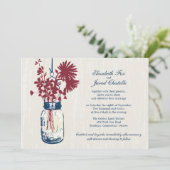 Wilde bloemen & Mason Jar bruiloft uitnodigingen (Staand voorkant)