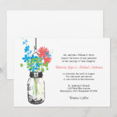 Wilde bloemen & Mason Jar bruiloft uitnodigingen (Voorkant / Achterkant)