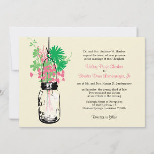 Wilde bloemen & Mason Jar bruiloft uitnodigingen