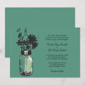 Wilde bloemen & Mason Jar bruiloft uitnodigingen (Voorkant / Achterkant)