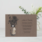 Wilde bloemen & Mason Jar bruiloft uitnodigingen (Staand voorkant)