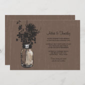 Wilde bloemen & Mason Jar bruiloft uitnodigingen (Voorkant / Achterkant)