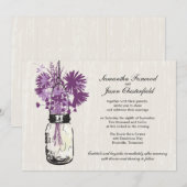 Wilde bloemen & Mason Jar bruiloft uitnodigingen (Voorkant / Achterkant)