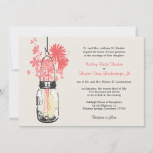 Wilde bloemen & Mason Jar bruiloft uitnodigingen