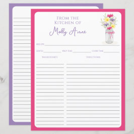 Wilde Bloemen Mason Jar Roze & Paarse Receptenblad