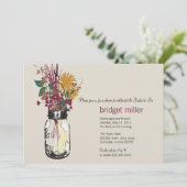 Wilde bloemen & Mason Jar Vrijgezellenfeest Kaart (Staand voorkant)