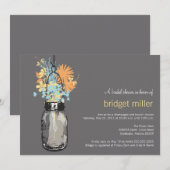 Wilde bloemen & Mason Jar Vrijgezellenfeest Kaart (Voorkant / Achterkant)