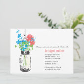 Wilde bloemen & Mason Jar Vrijgezellenfeest Kaart (Staand voorkant)