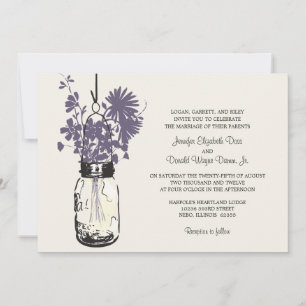 Wilde bloemen & Mason Jar Wedding Invitations Kaart