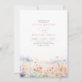 Wilde bloemen Meadow Soft Pastel Boho Weddenfoto Kaart (Voorkant)