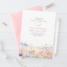 Wilde bloemen Meadow Soft Pastel Boho Wedding Kaart