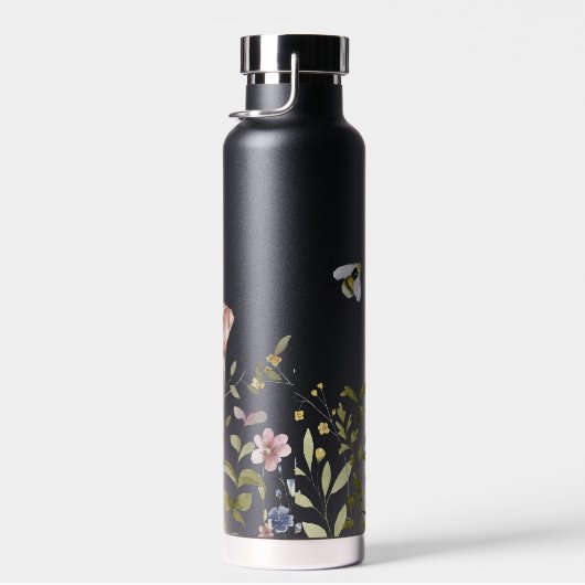 Wilde bloemen Meel Bumble Bee. | Monogram Waterfles (Rechts)