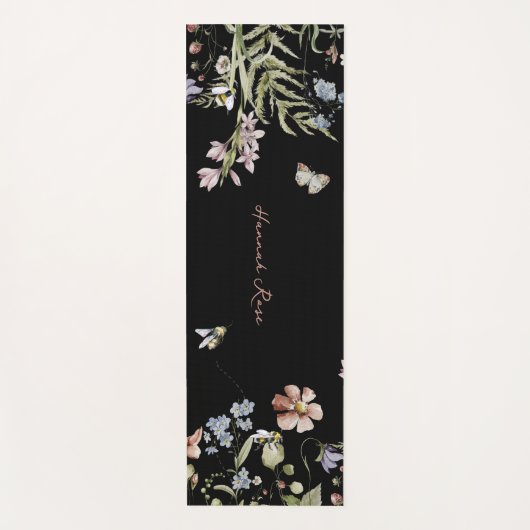 Wilde bloemen Meel Bumble Bee. | Monogram Yogamat (Voorkant)