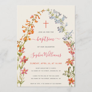 Wilde Bloemen Meisje Doop Bloem Waterverf Kaart