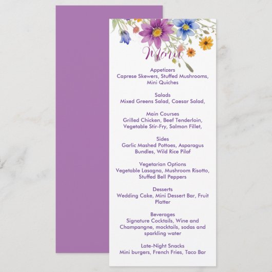 Wilde Bloemen Menu (Voorkant / Achterkant)