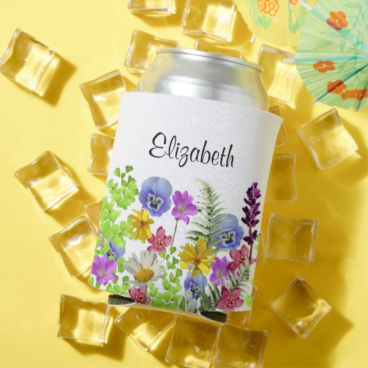 wilde bloemen met aangepaste naam Womens Blikjeskoeler (Insitu Zomer)