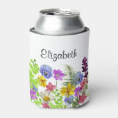 wilde bloemen met aangepaste naam Womens Blikjeskoeler (Blikje Voorkant)