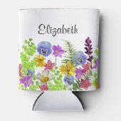 wilde bloemen met aangepaste naam Womens Blikjeskoeler (Voorkant)