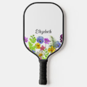  wilde bloemen met aangepaste naam Womens Pickleball Paddle (Achterkant)