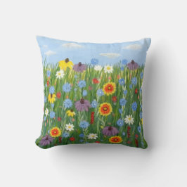 Wilde Bloemen met Blauwe Lucht Kussen