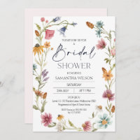 Wilde bloemen met bridale douche-uitnodiging