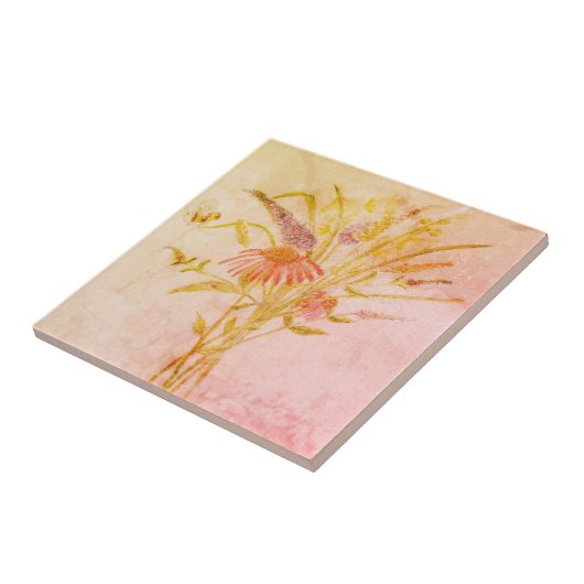 Wilde bloemen met Bumble Bee Tegeltje (Zijkant)