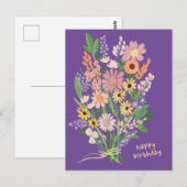 Wilde bloemen met de hand geschilderd met gouache  briefkaart (Voorkant / Achterkant)