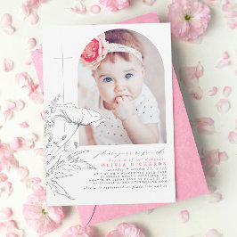 Wilde bloemen Met de hand getekende Baptism Baby G Kaart