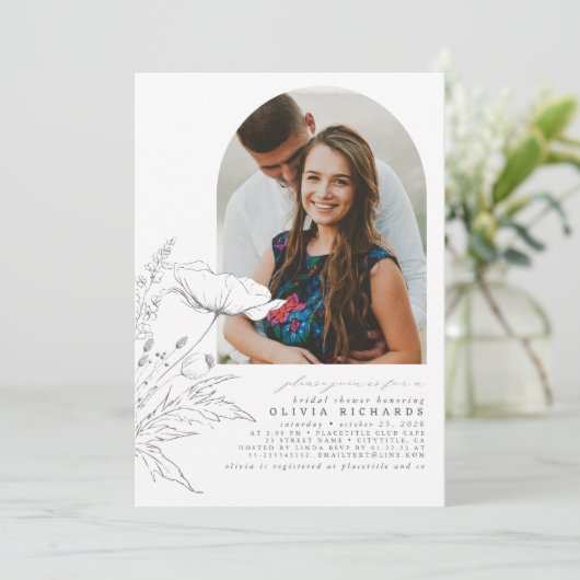 Wilde bloemen met de hand getrokken Elegant Vrijge Kaart (Staand voorkant)