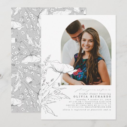 Wilde bloemen met de hand getrokken Elegant Vrijge Kaart (Voorkant / Achterkant)